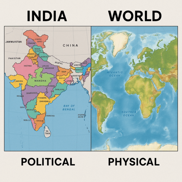 Political and physical divisions of India and world